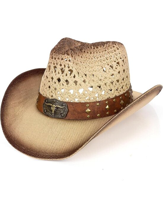 Other - Men's Yellow&brown Comfortable High-quality Synthetic Straw Cowboy Hats